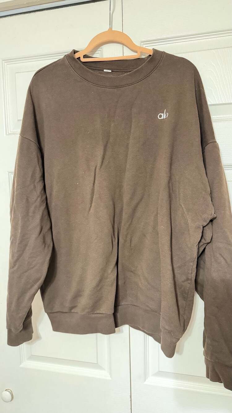 Alo Yoga Accolade Crew Neck Pullover Espresso Brown Set